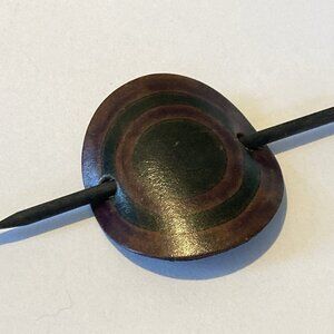 Vintage Hair Stick Hand Made Leather Barrette Boho Festival